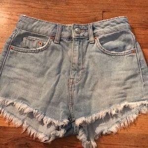 Light wash denim shorts